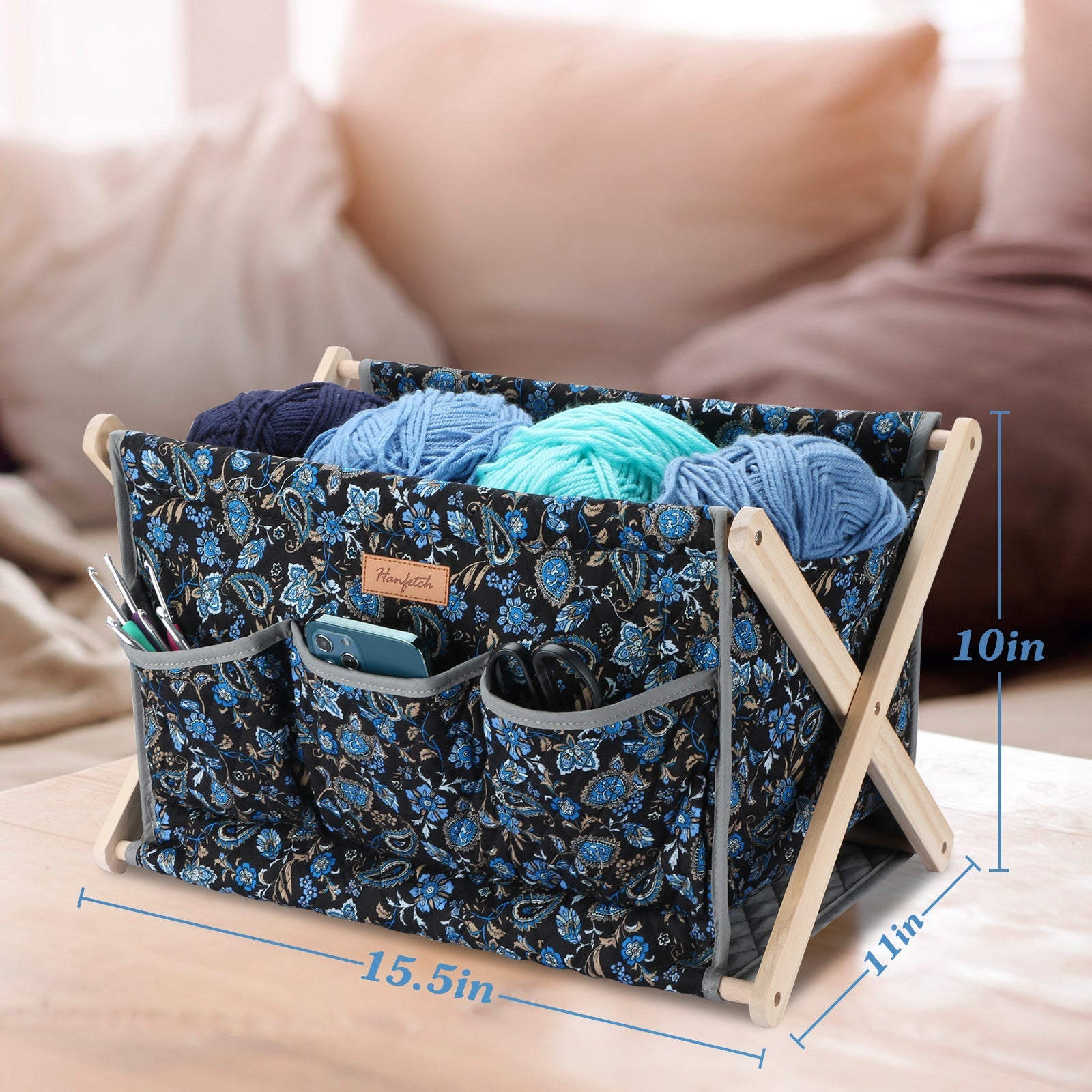 Woolique Studio Large Yarn Caddy Organizer - Craft Storage Box for Yarn & Tools