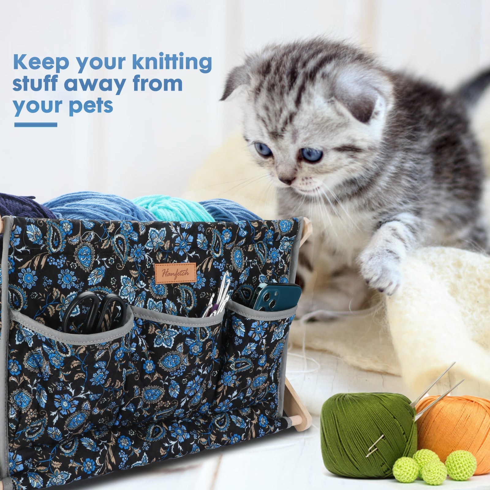 Woolique Studio Large Yarn Caddy Organizer - Craft Storage Box for Yarn & Tools