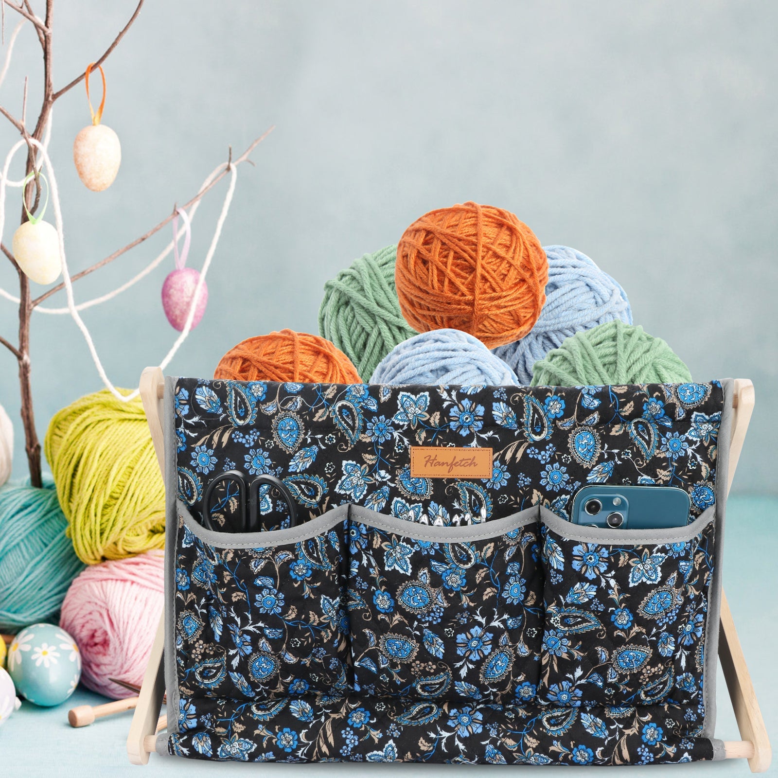 Woolique Studio Large Yarn Caddy Organizer - Craft Storage Box for Yarn & Tools