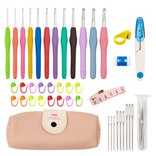 Woolique Studio Crochet Hook Set - Complete Tools & Accessories for Yarn Projects