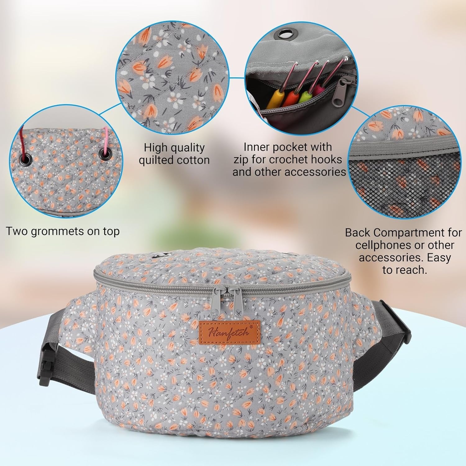 Crossbody Yarn Storage Bag product view 10 with Woolique craft details for makers