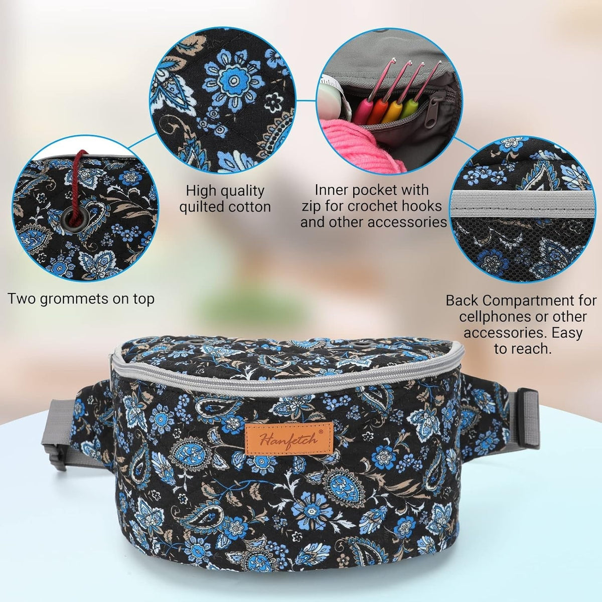 Crossbody Yarn Storage Bag product view 9 with Woolique craft details for makers