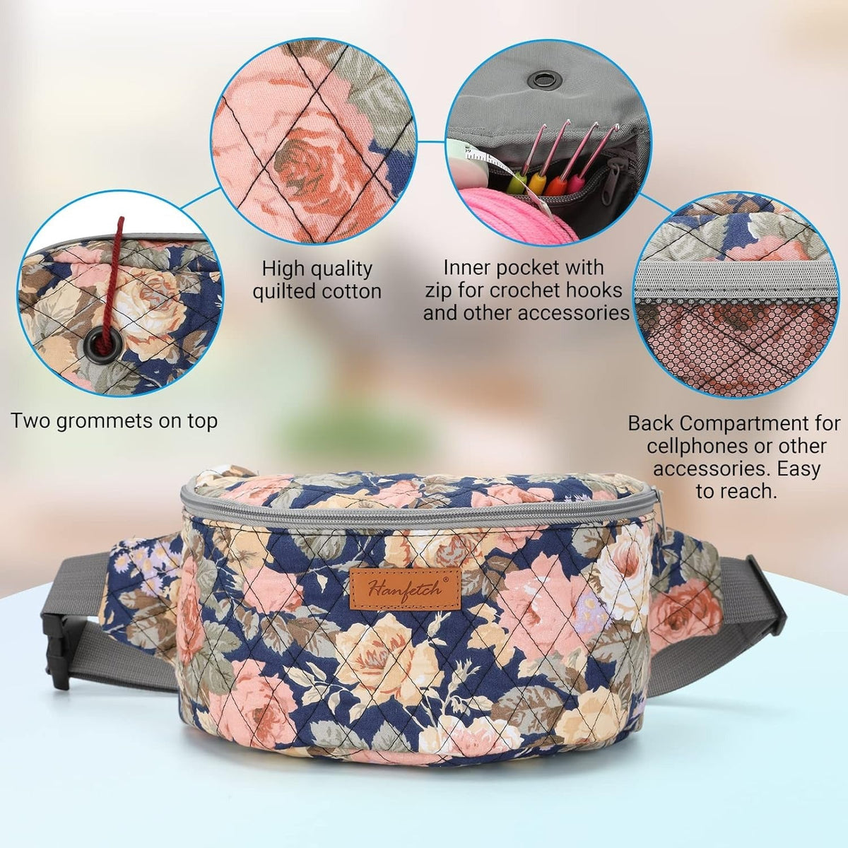 Crossbody Yarn Storage Bag product view 24 with Woolique craft details for makers