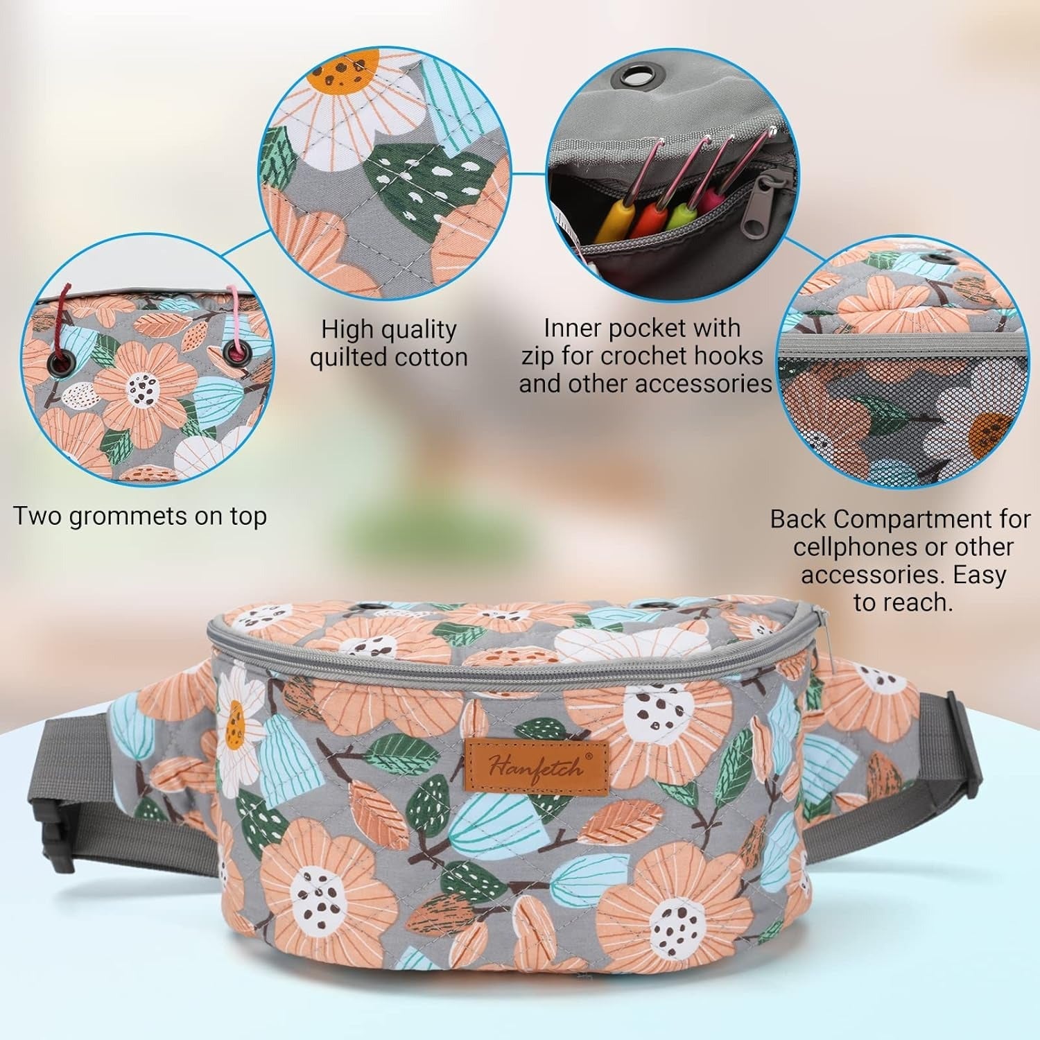 Crossbody Yarn Storage Bag product view 30 with Woolique craft details for makers
