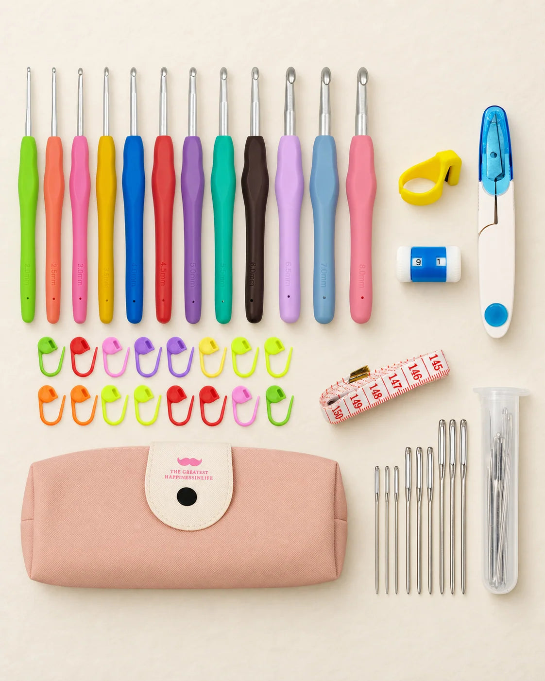 Woolique crochet hook set with tools and accessories for yarn projects